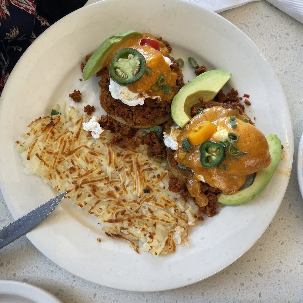 Eggsquisite Cafe - Chorizo Benedict - Breakfast & Brunch Near Me - Frisco, Texas