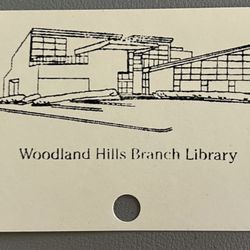 Woodland Hills Branch Library - The WH Branch Library catalog stamp for the citywide scavenger hunt celebrating the Central Library's 100th anniversary