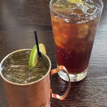 Wild Thyme Bistro - Dark and stormy cocktail and iced tea - New American Near Me - Kanab, Utah