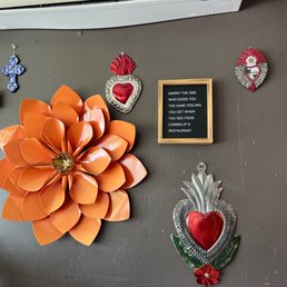 a picture of a door decorated with paper flowers a picture of a door decorated with paper flowers