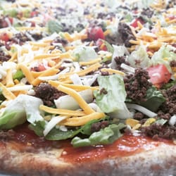 Zappia's Brick Oven - Taco Pizza ~ Whole Wheat Crust, Taco Sauce, Lettuce, Seasoned Ground Beef, Tomatoes & Cheese
