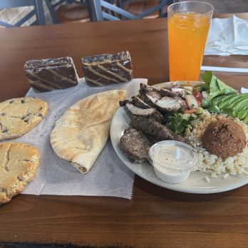 Sittoo's Pita & Salads - Two brownies, chocolate chip cookie sugar, cookie, pita bread, orange drink. Chicken beef, lamb salad, rice ,falafel. - Salad Near Me - Uniontown, Ohio Sittoo's Pita & Salads - Two brownies, chocolate chip cookie sugar, cookie, pita bread, orange drink. Chicken beef, lamb salad, rice ,falafel. - Salad Near Me - Uniontown, Ohio