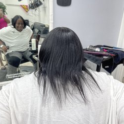 B Unique Dominican Hair Salon - Customer after keratin treatment
