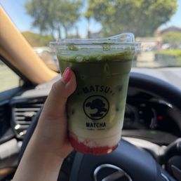 Strawberry matcha with oat milk Strawberry matcha with oat milk