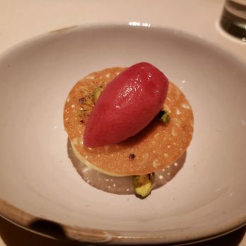 Millwright's - Cheese cake with pistachios and strawberry sorbet - New American Near Me - Simsbury, Connecticut
