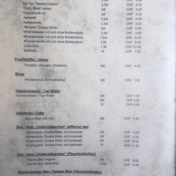 Bernerhof - Drink Menu - Fondue Near Me - Wengen, BE