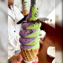 Ube and matcha swirl soft serve Ube and matcha swirl soft serve