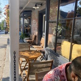 Several tables on the patio for outdoor dining. Several tables on the patio for outdoor dining.