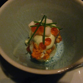 Wakuriya - March 2010 (dish 1): Uni with salmon roe, rice, and creamy sauce (for lack of a better description) - Japanese Near Me - San Mateo, California Wakuriya - March 2010 (dish 1): Uni with salmon roe, rice, and creamy sauce (for lack of a better description) - Japanese Near Me - San Mateo, California