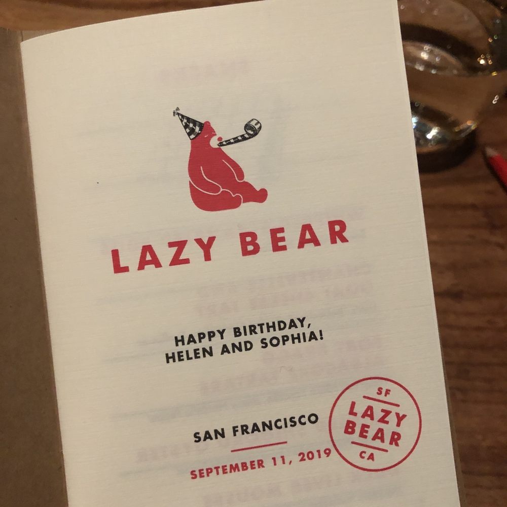 Lazy Bear - Thanks Lazy Bear! Super cute and appreciated - New American Near Me - San Francisco, California