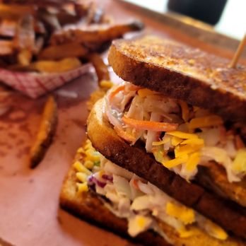 Sugarfire Smoke House - Fried green tomato sandwich w/fries - Barbeque Near Me - Saint Louis, Missouri