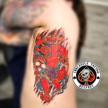 Inkcastle Tattoo Studio - Raijin demon - Tattoo Near Me - Belfast, BFS