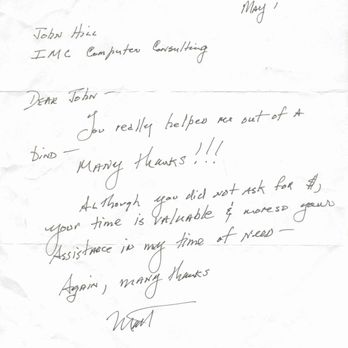 IMC Computer Consulting - An unsolicited letter from a happy customer! Repeat customer as well. - IT Services & Computer Repair Near Me - Garden Grove, California IMC Computer Consulting - An unsolicited letter from a happy customer! Repeat customer as well. - IT Services & Computer Repair Near Me - Garden Grove, California