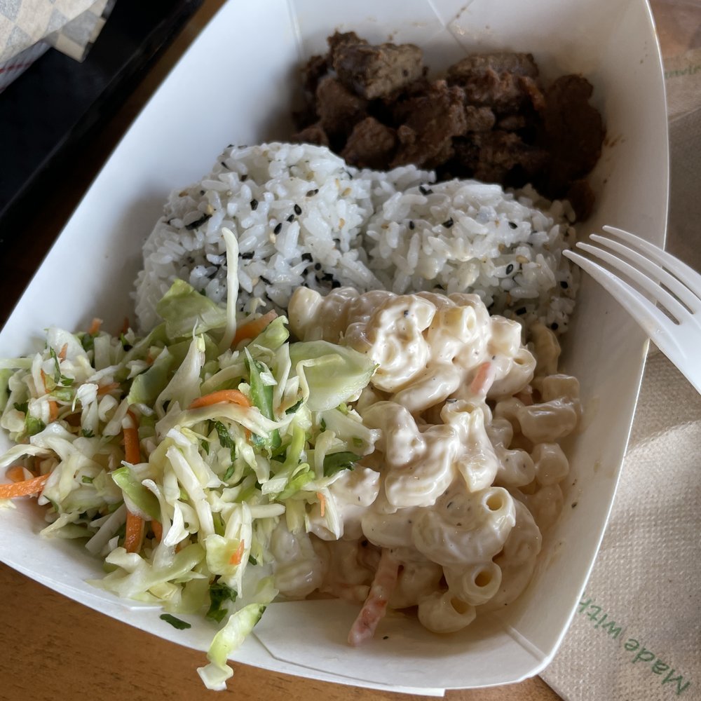 Marination Ma Kai - Kalbi Luau Rice Plate - Hard pass on chewy meat. Very underwhelming as plates go either way - Korean Near Me - Seattle, Washington Marination Ma Kai - Kalbi Luau Rice Plate - Hard pass on chewy meat. Very underwhelming as plates go either way - Korean Near Me - Seattle, Washington
