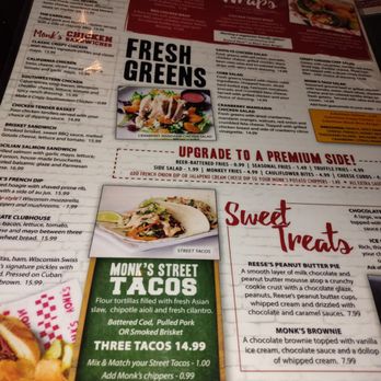 Monk's Bar & Grill - menu - American Near Me - Wisconsin Dells, Wisconsin Monk's Bar & Grill - menu - American Near Me - Wisconsin Dells, Wisconsin
