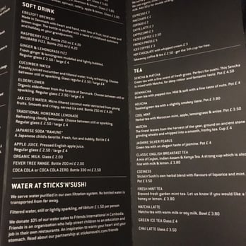 Sticks N Sushi - Drink listc - Sushi Bars Near Me - London, XGL Sticks N Sushi - Drink listc - Sushi Bars Near Me - London, XGL