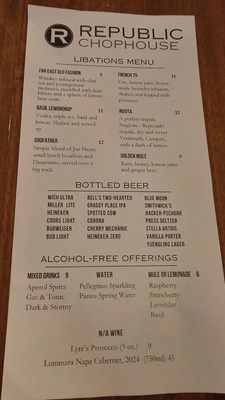 Menu photo 1 Republic Chophouse Green Bay, WI Menu photo 1 Republic Chophouse Green Bay, WI
