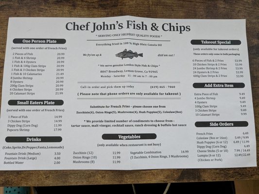 Menu photo 5 Chef John's Fish & Chips Lemon Grove, CA Menu photo 5 Chef John's Fish & Chips Lemon Grove, CA