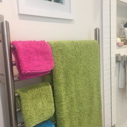 My bath towels on my heated towel bar. My bath towels on my heated towel bar.