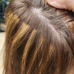 Salon Red - Tiger stripes that don't start at the root.