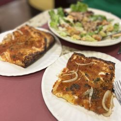 Sofia's Pizza - Amazing slices w a Caesar salad W Grilled chix hiding in the back!!