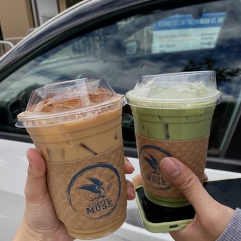 Coffee Muse - Iced Honey Nut Cheerios [Left] and Iced Matcha Latte [Right] - Coffee & Tea Near Me - Santa Ana, California