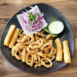Sr Ceviche - Chicharrón de Calamar (Deep Fried Squid), $18.00. Seasoning wasn't bad, but the calamari was very chewy. No bueno.