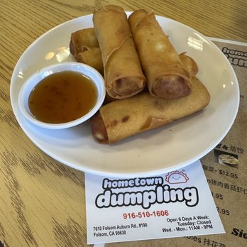 Hometown Dumpling - Egg rolls - freshly prepared, no meat though (veggies only) - Juice Bars & Smoothies Near Me - Folsom, California Hometown Dumpling - Egg rolls - freshly prepared, no meat though (veggies only) - Juice Bars & Smoothies Near Me - Folsom, California