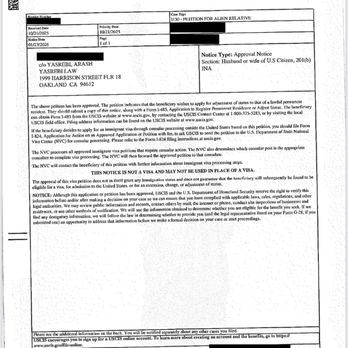 Yasrebi Law - Family Petition Approval Notice - Immigration Law Near Me - Sacramento, California Yasrebi Law - Family Petition Approval Notice - Immigration Law Near Me - Sacramento, California