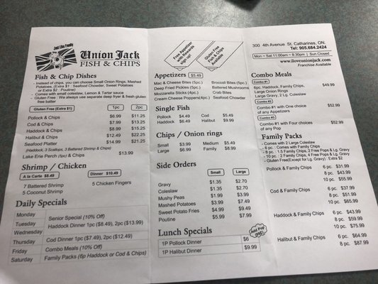 Menu photo 1 Union Jack Fish & Chips Saint Catharines, ON Menu photo 1 Union Jack Fish & Chips Saint Catharines, ON