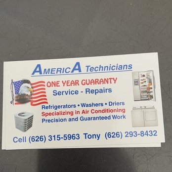 America Technicians - Tony's card- text his cell- or call! - Appliances & Repair Near Me