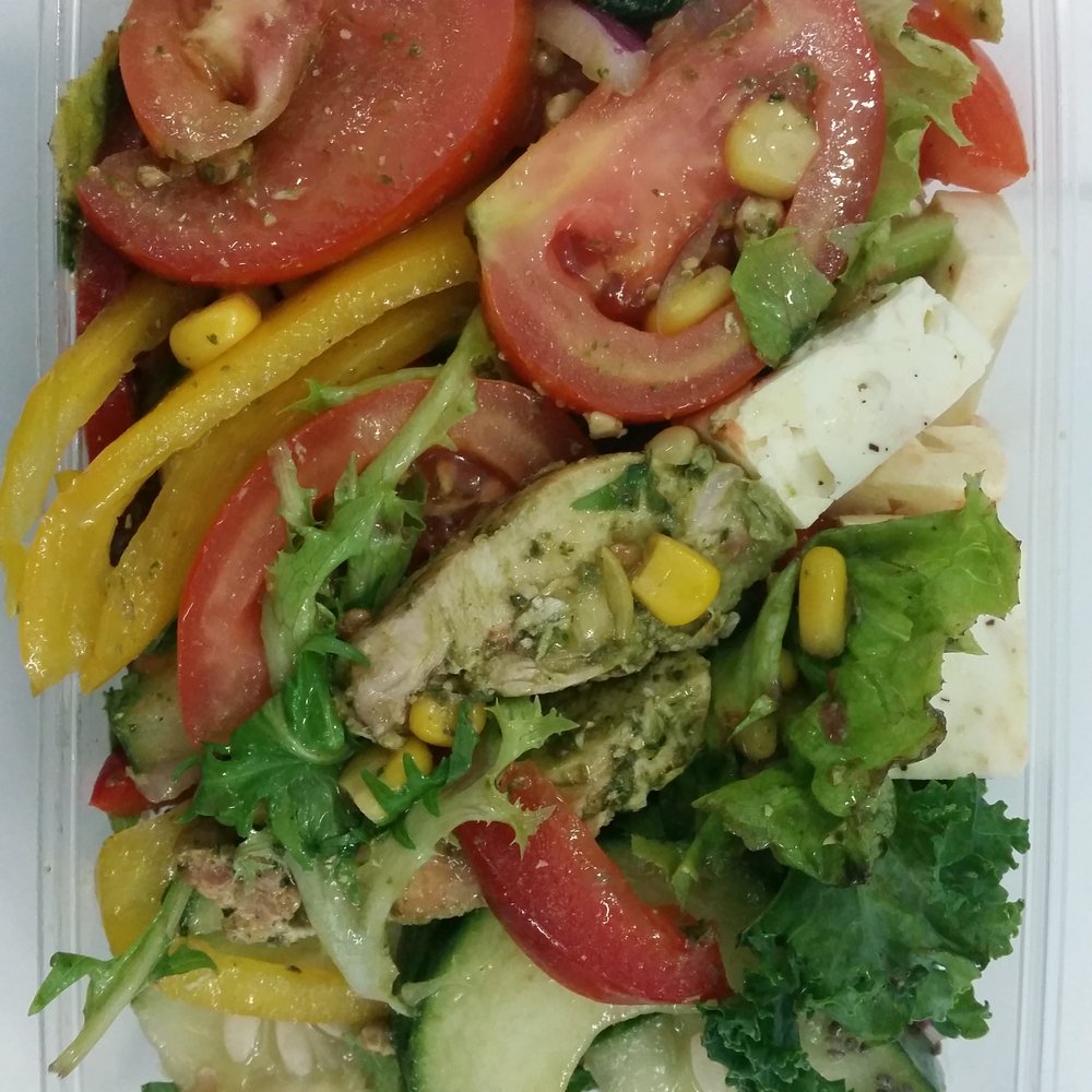 Spoon - Large takeaway salad: super foods,  chicken & pesto,  and Greek.  very refreshing! And the container was jam-packed! - Coffee & Tea Near Me - Brisbane, QLD