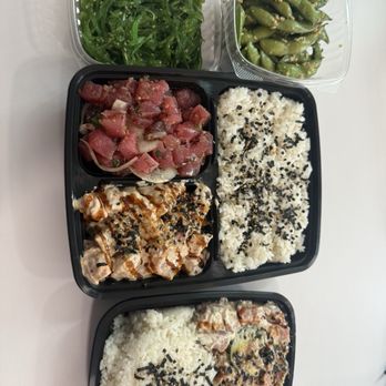 Husubis' Poke Shop - Soy garlic edamame, seaweed salad, elua poke bowl with Hawaiian-style ahi poke and creamy wasabi ahi, and poke bowl with california ahi. - Hawaiian Near Me - Vancouver, Washington Husubis' Poke Shop - Soy garlic edamame, seaweed salad, elua poke bowl with Hawaiian-style ahi poke and creamy wasabi ahi, and poke bowl with california ahi. - Hawaiian Near Me - Vancouver, Washington