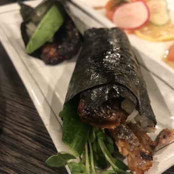 Kakurega - Salmon skin handroll and eel handroll - Sushi Bars Near Me - Costa Mesa, California Kakurega - Salmon skin handroll and eel handroll - Sushi Bars Near Me - Costa Mesa, California