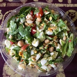 My custom salad with chicken, lots of veggies, some fruit, and the citrus marmalade dressing - AMAZING!
