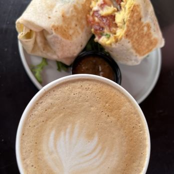 Everyday Eatery - Breakfast burrito with latte - Cafes Near Me - Irvine, California Everyday Eatery - Breakfast burrito with latte - Cafes Near Me - Irvine, California
