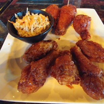 Bonchon Woodlawn - small combo, half regular half spicy, with a side of coleslaw - Korean Near Me - Charlotte, North Carolina