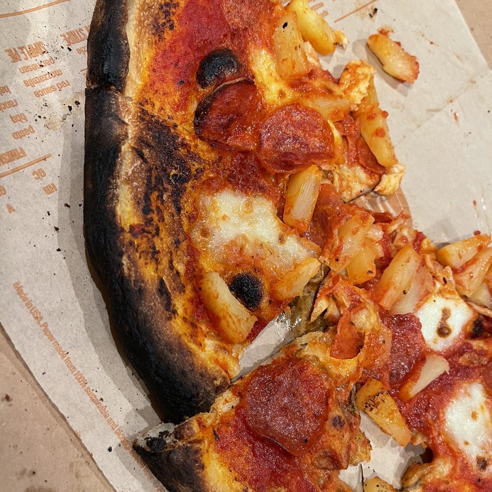 Blaze Pizza - Chard crust and a hole in my pizza. - Salad Near Me - Hemet, California