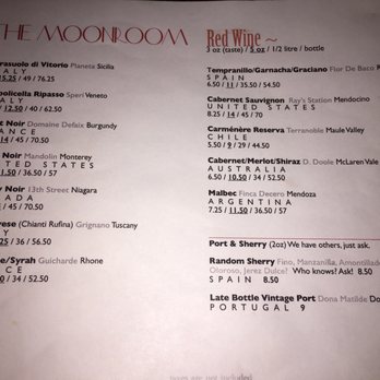 The Moonroom - Red wines they were offering. All sold by the bottle, glass (or tasting sample) - Tapas/Small Plates Near Me - Ottawa, Ontario