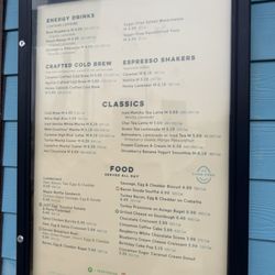 Caribou Coffee - Menu posted on the exterior wall