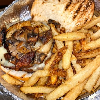 Great Take Out - Mushroom and onion burger - Salad Near Me - Massapequa, New York