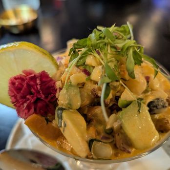 Aji Ceviche Bar - Ceviche poderosa, with avocado, Peruvian corn, seafood. - Seafood Near Me - St. Petersburg, Florida Aji Ceviche Bar - Ceviche poderosa, with avocado, Peruvian corn, seafood. - Seafood Near Me - St. Petersburg, Florida