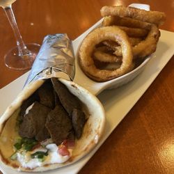 Santorini Mediterranean Grill - Gyro and onion rings
