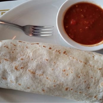 Stacks Pancake House - Angry Burrito with a side of salsa (fork for scale) - American Near Me - Elkhart, Indiana