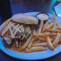 PBR Burger and Fries PBR Burger and Fries