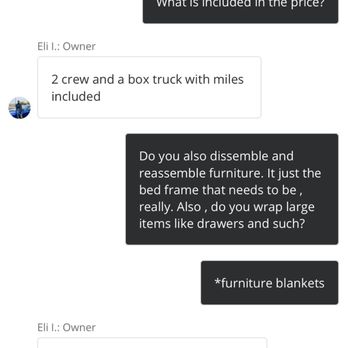 Miles Delivery & Movers - Got a quote before accepting their service. - Movers Near Me