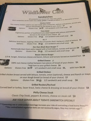 Menu photo 4 Wildflower Cafe Huntingdon, PA