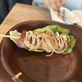 Burdock - Lamb and bacon skewer - Breweries Near Me - Toronto, Ontario