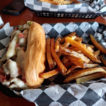 Fork'n Links - Philly cheese steak & my husband got the buffalo chicken sandwich, both were awesomely delicious and juicy! - Sports Bars Near Me - Myrtle Beach, South Carolina Fork'n Links - Philly cheese steak & my husband got the buffalo chicken sandwich, both were awesomely delicious and juicy! - Sports Bars Near Me - Myrtle Beach, South Carolina