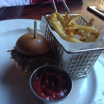 1886 Cafe & Bakery - Pork Sliders and Fries... Yummy and love the little fry basket - American Near Me - Austin, Texas